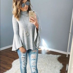 Grey bell sleeve top